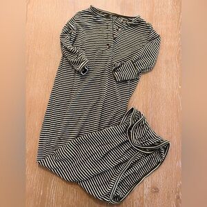 Lou Lou and co dark green and white striped gown size 3-6 months